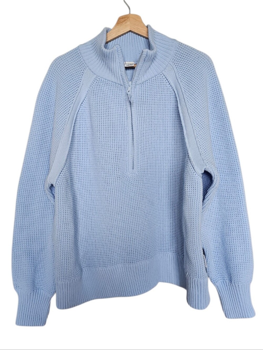 Offline By Aerie Pale Blue Ribbed Half-Zip Pullover Size Medium